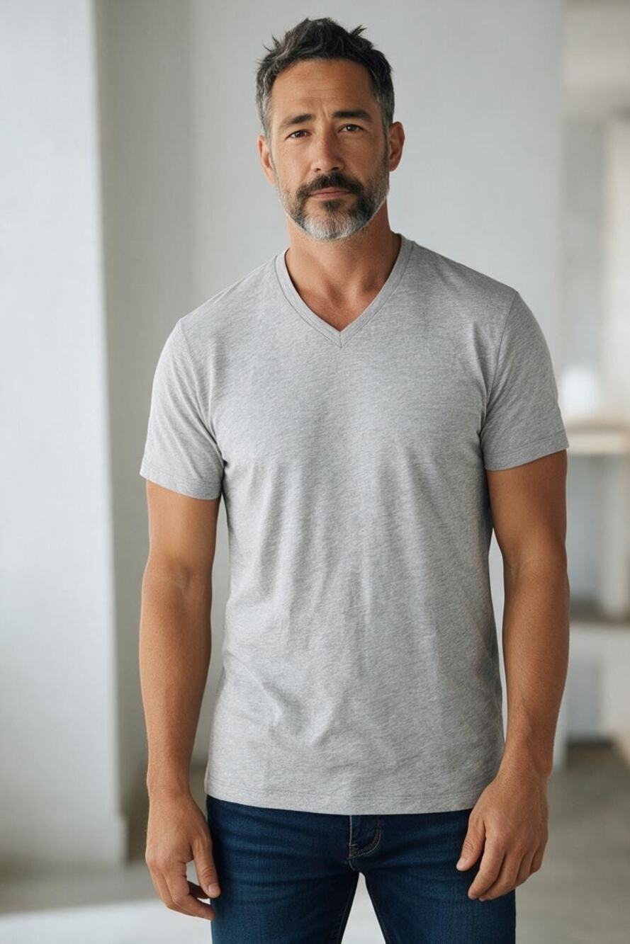 REISS Dusky V Neck Tailored Fit T-Shirt Size XL NEW Grey Gray Heather Soft
